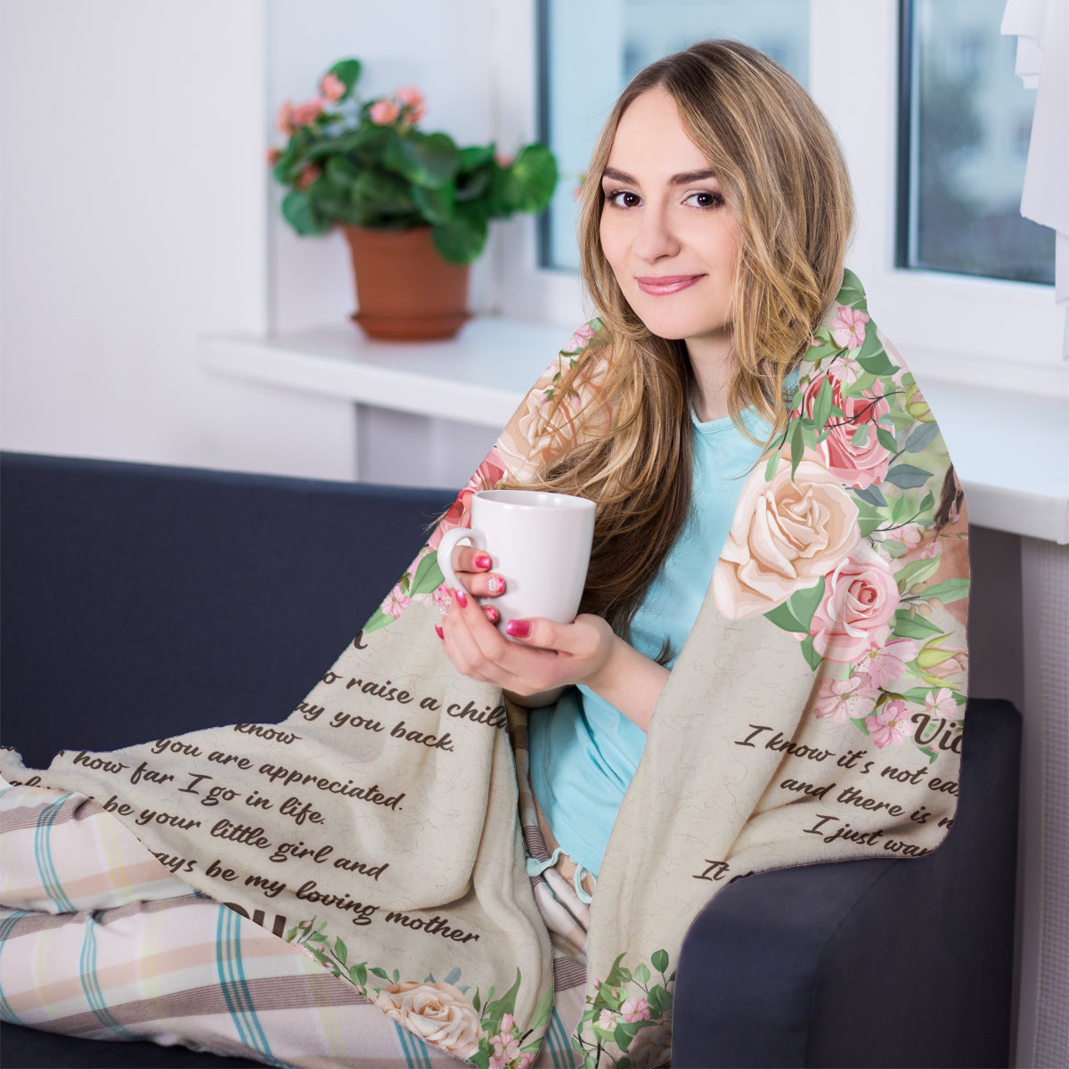 Vintage Floral To My Mom - Personalized Blanket - Loving, Birthday, Mother's Day Gift For Mom, Mother