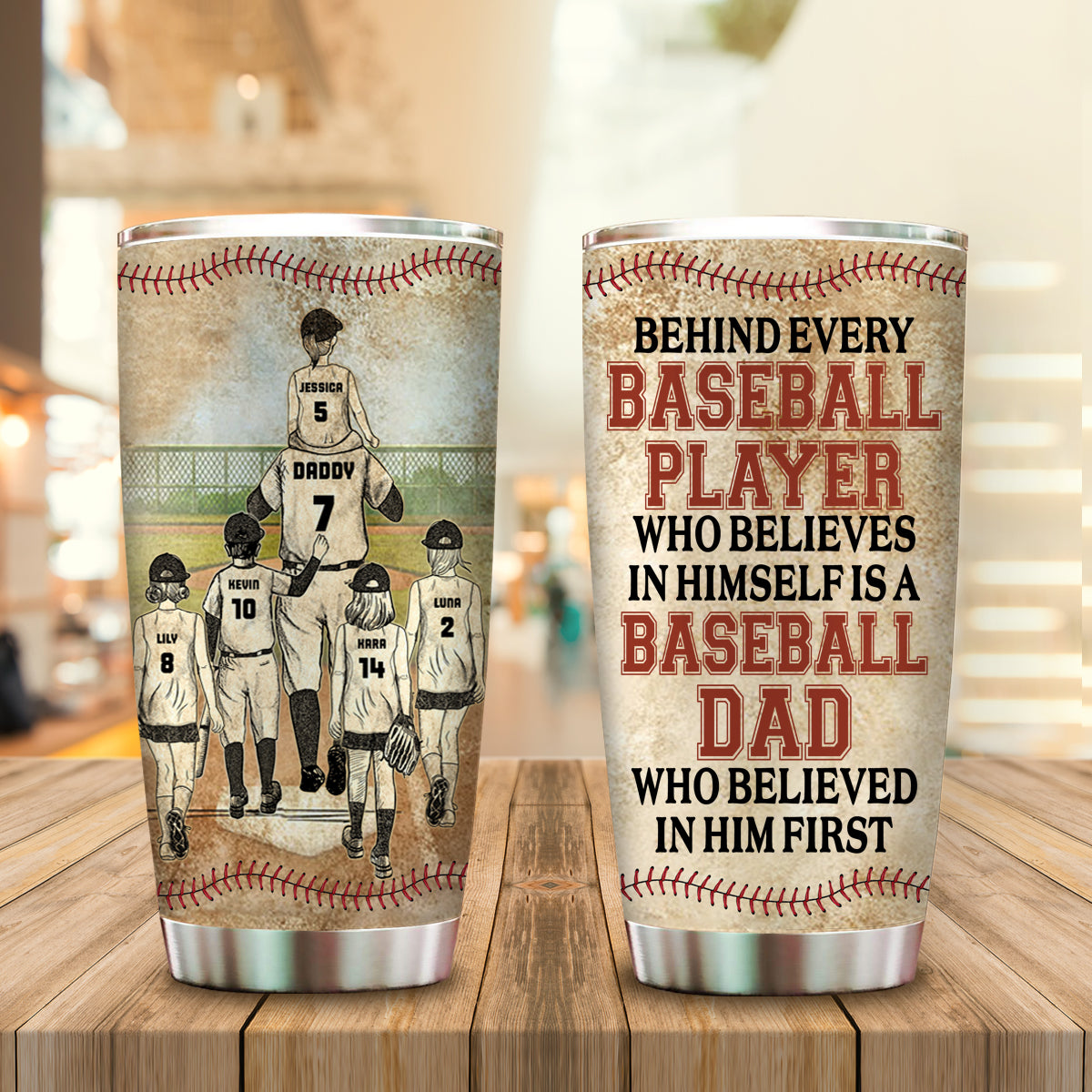 Baseball Dad And Child Thank You Dad - Personalized Tumbler - Gift For Father