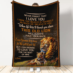 Gift For Daughter Blanket, From Dad To My Daughter This Old Lion Will Always Have Your Back Blanket