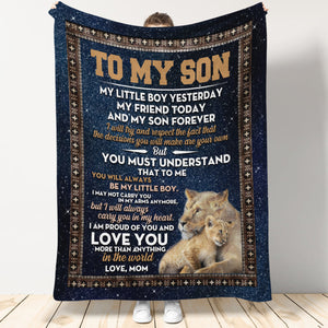 Gift For Son Blanket, To My Son Forever Lion