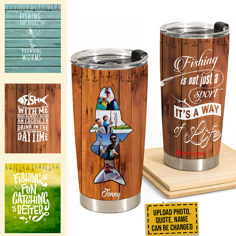 Salmon Fishing - Personalized Photo Tumbler - Gift For Fishing Lovers