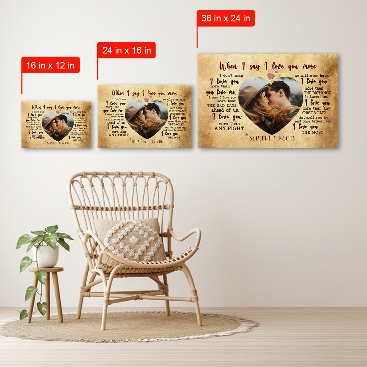 I Love You More Custom Photo Canvas Gift For Couple