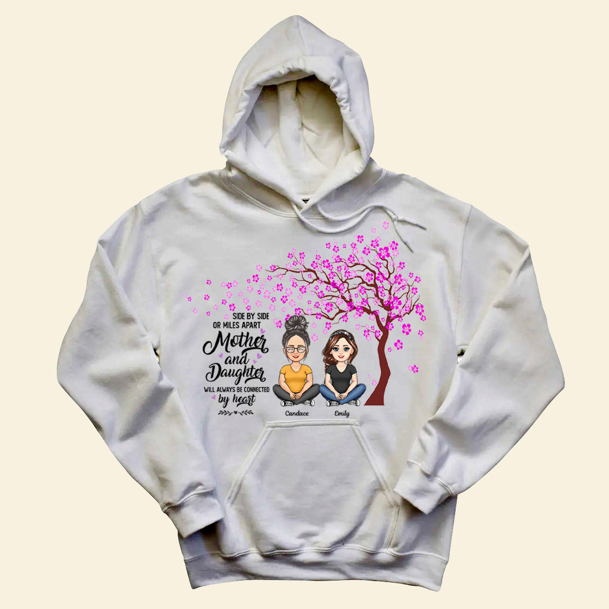 Mother & Daughters Will Always Be Connected By Heart - Personalized Apparel - Mother's Day, Gift For Mother