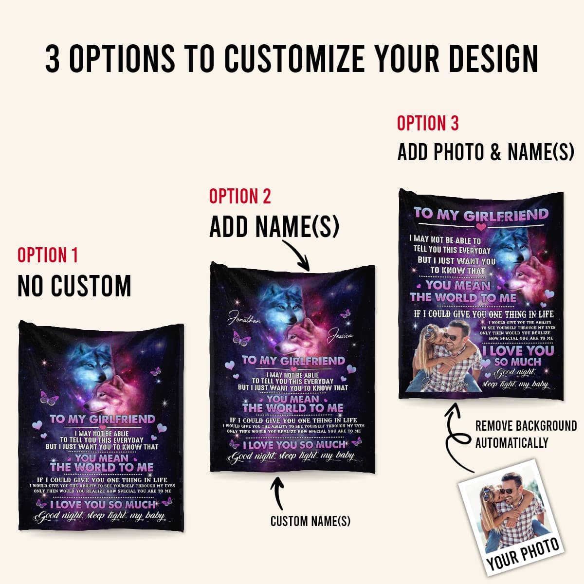 Best Valentine Gift For Girlfriend,  Wolf Couple To My Girlfriend You Mean The World To Me - Love From Boyfriend