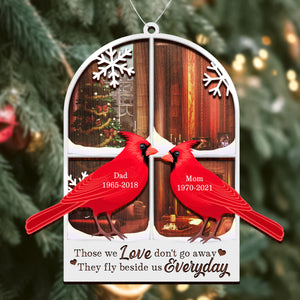 Cardinal Those We Love Don't Go Away Personalized Layered Wooden Ornament Memorial Gift