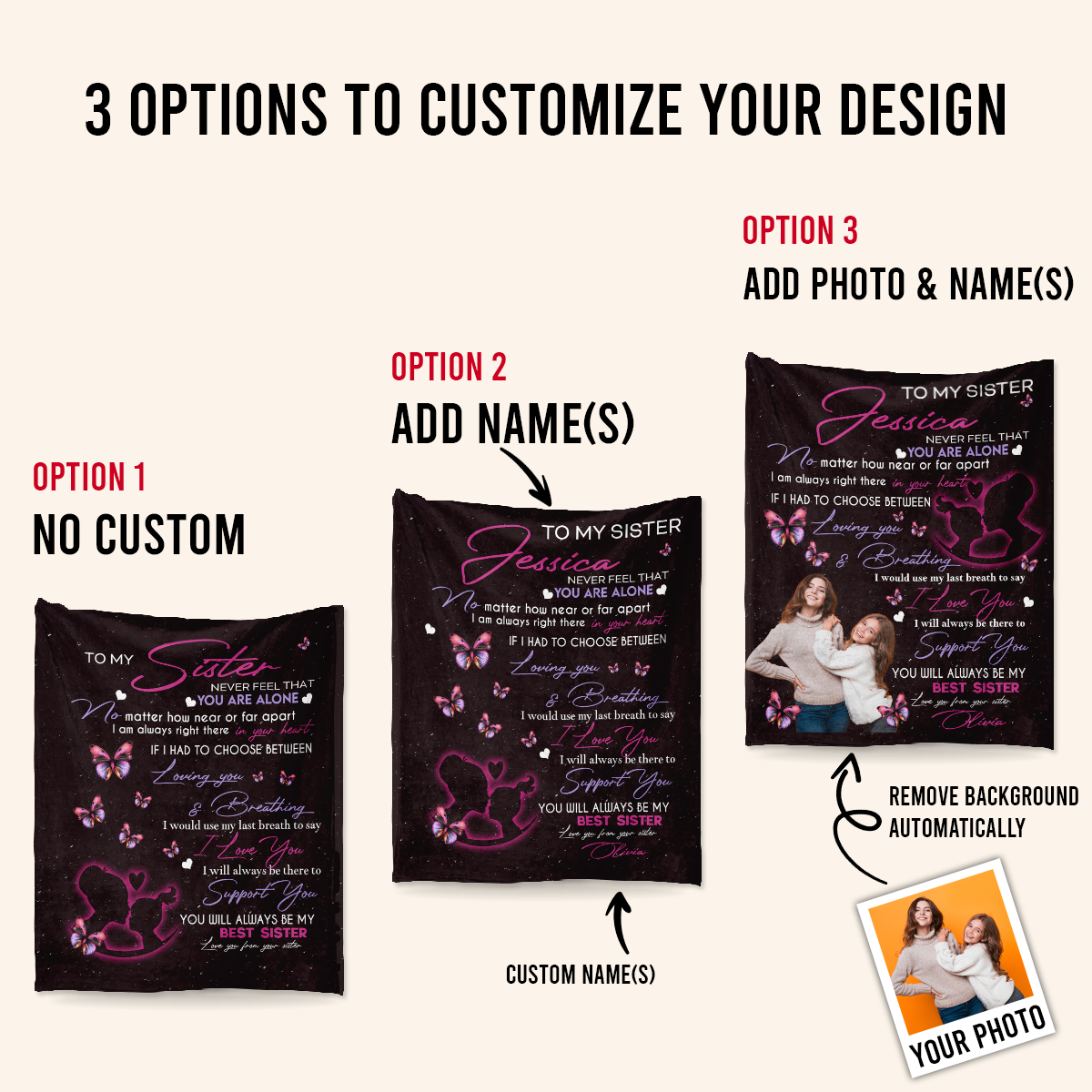 Personalized Gift For Sister, Butterfly To My Sister Never Feel That You Are Alone