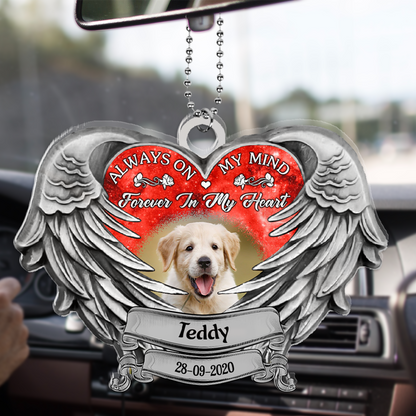 Dog Memorial Christmas Ornaments - Red Heart Shape - Always On My Mind - Dog Memorial Gift Items