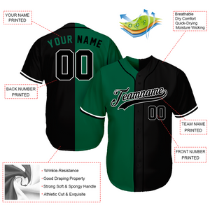 Baseball Jerseys Custom - Baseball Fan Gift - Split Green Black - Baseball Father's Day Gift Ideas