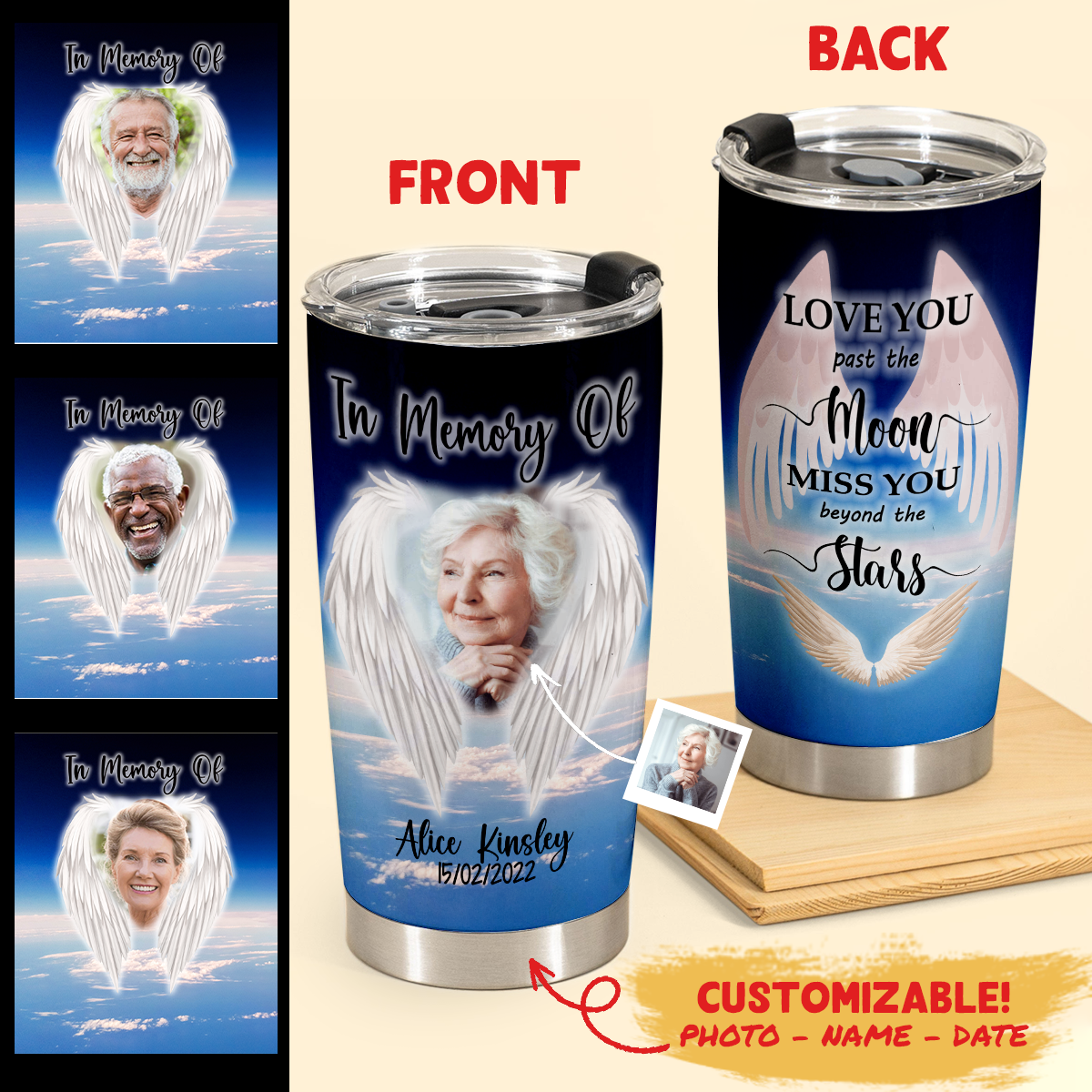 Best Memorial Gifts - Love You Pass The Moon - Personalized Water Tumbler