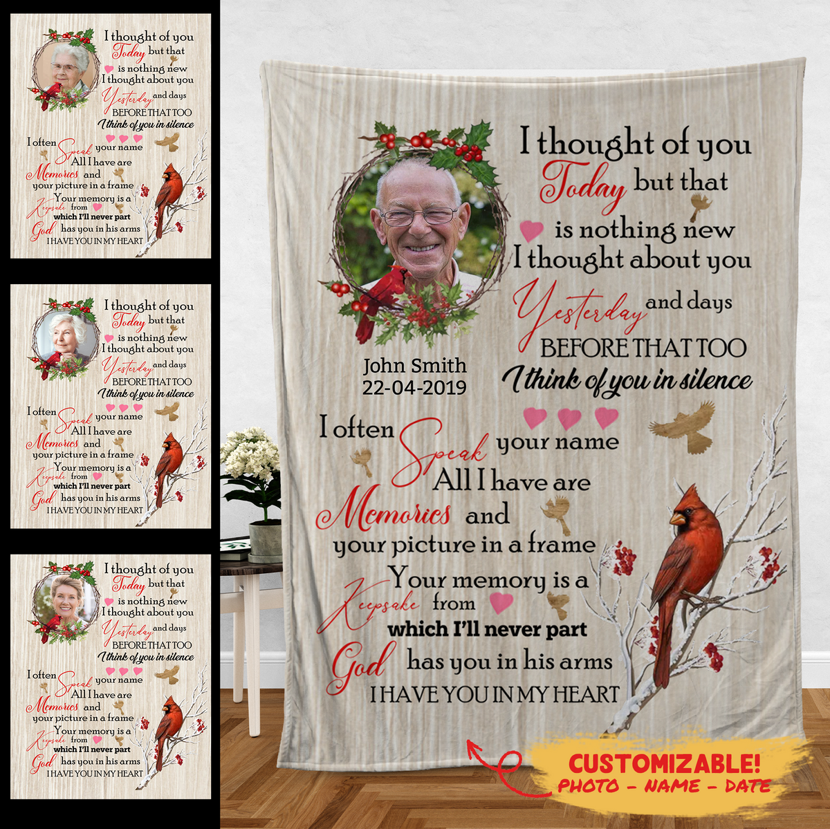 God Has You In His Arms Custom Photo Blanket Memorial