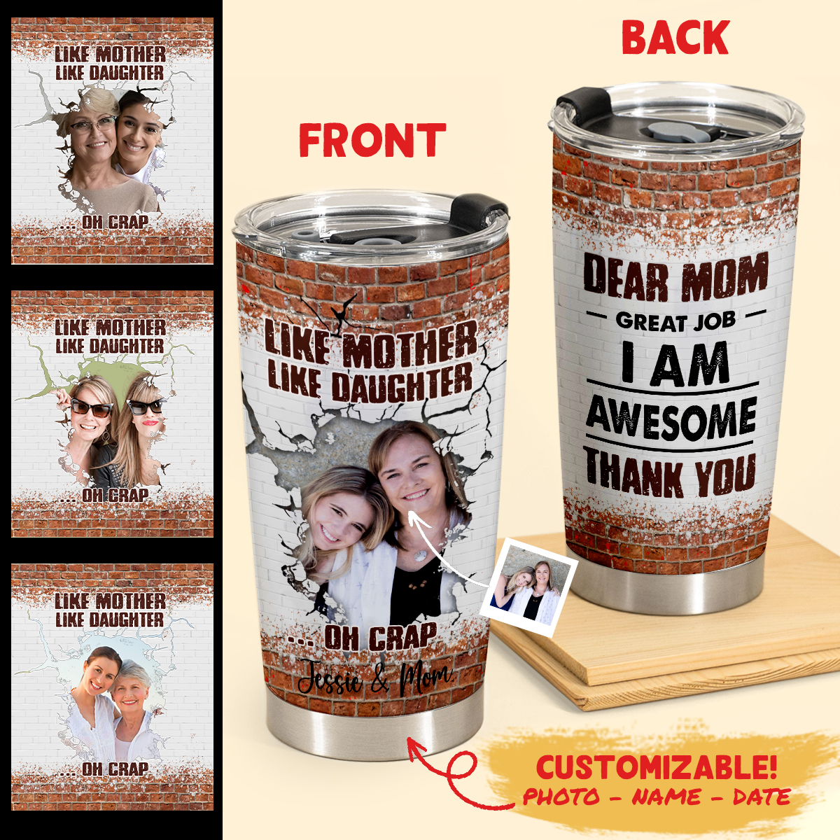 Personalized Photo Gifts For Mother's Day - Like Mother Like Daughter - Personalized Insulated Tumbler