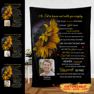 Heaven Sunflower Personalized Photo Blanket Memorial