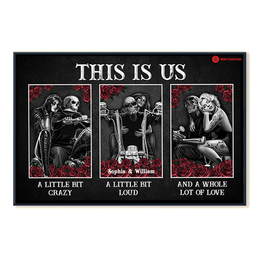 Biker This Is Us Skull Couple Custom Canvas Gift For Couple
