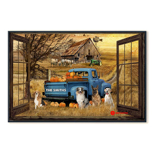 Faux Window Truck Dogs Custom Canvas Gift For Dog Lovers