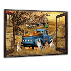 Faux Window Truck Dogs Custom Canvas Gift For Dog Lovers