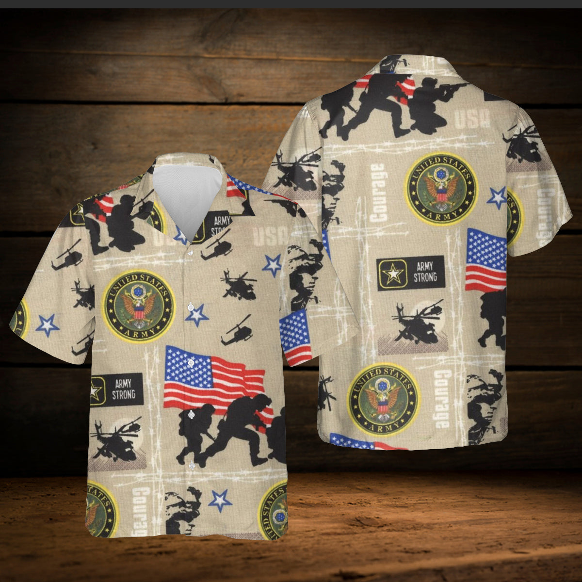 US Army Strong  AOP Hawaiian Shirt Veteran