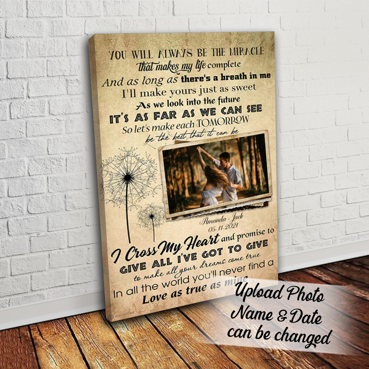Dandelion You Will Always Be The Miracle - Personalized Photo Canvas - Gift For Couple