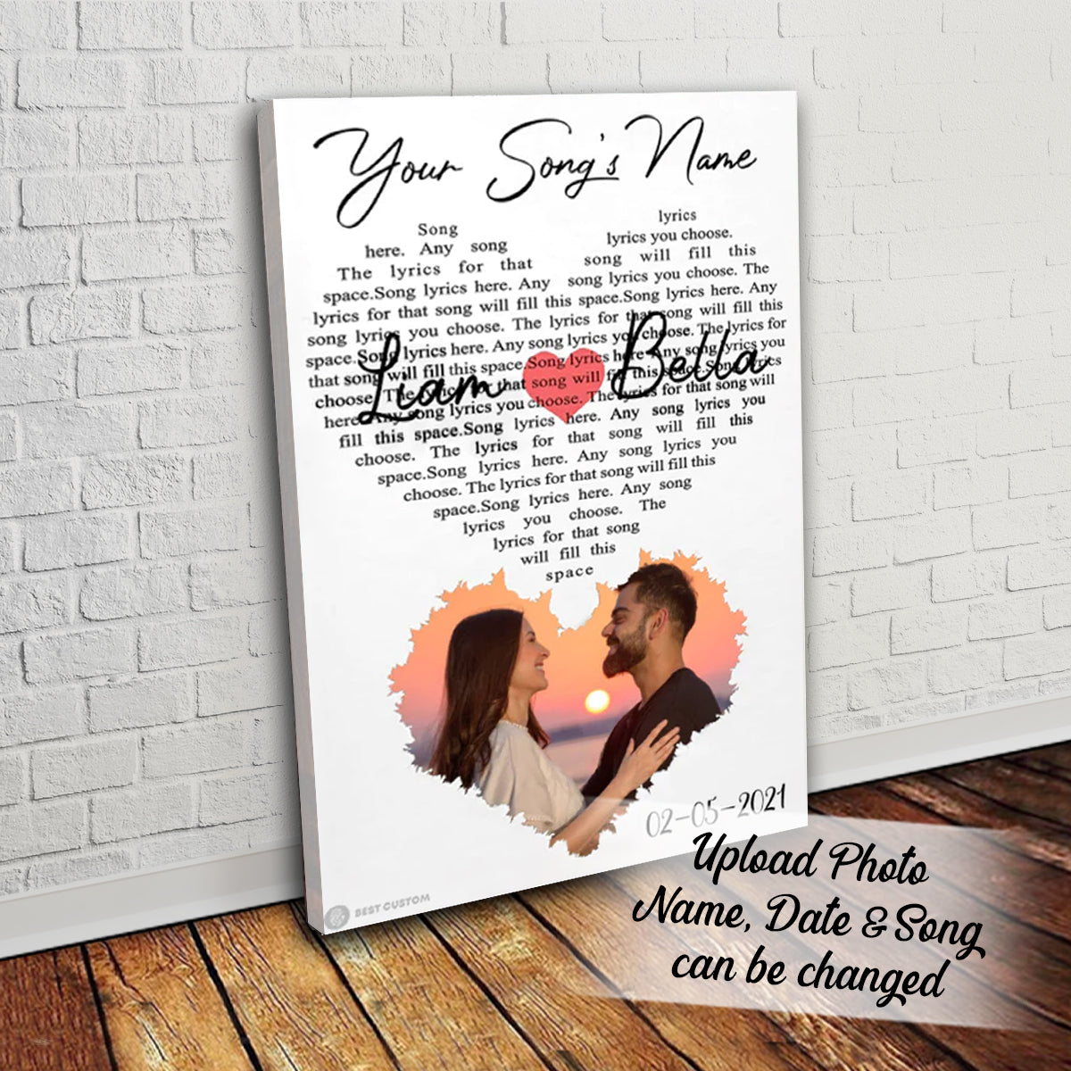 Heart Love Song Lyrics - Personalized Canvas - Gift For Couple