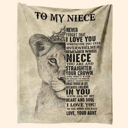 Gift For Niece Blanket, To My Niece Never Forget That I Love You - Love From Aunt
