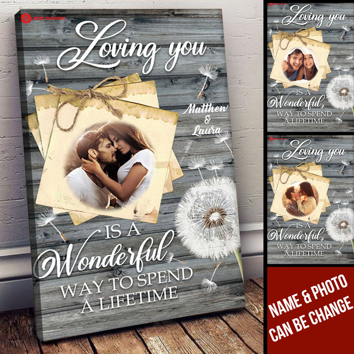 Loving You Personalized Photo Canvas Gift For Couple