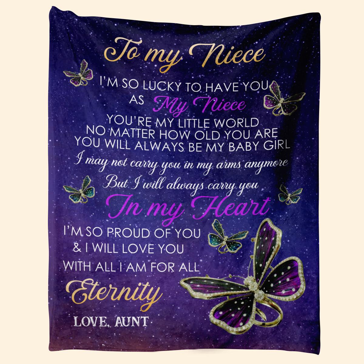 Gift For Niece Blanket, To Niece I'm So Lucky To Have You As My Niece Blanket