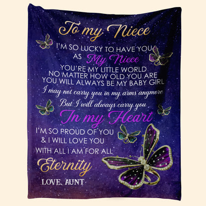 Gift For Niece Blanket, To Niece I'm So Lucky To Have You As My Niece Blanket