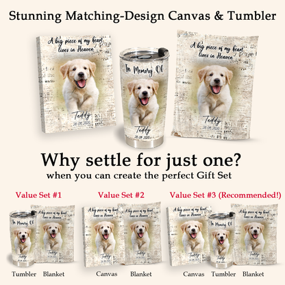 Memorial Blanket For Dog - A Big Piece Of My Heart Lives In Heaven - In Memory Dog Gifts