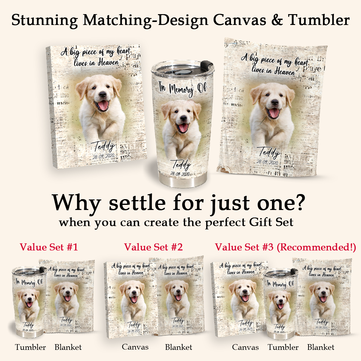 Memorial Blanket For Dog - A Big Piece Of My Heart Lives In Heaven - In Memory Dog Gifts