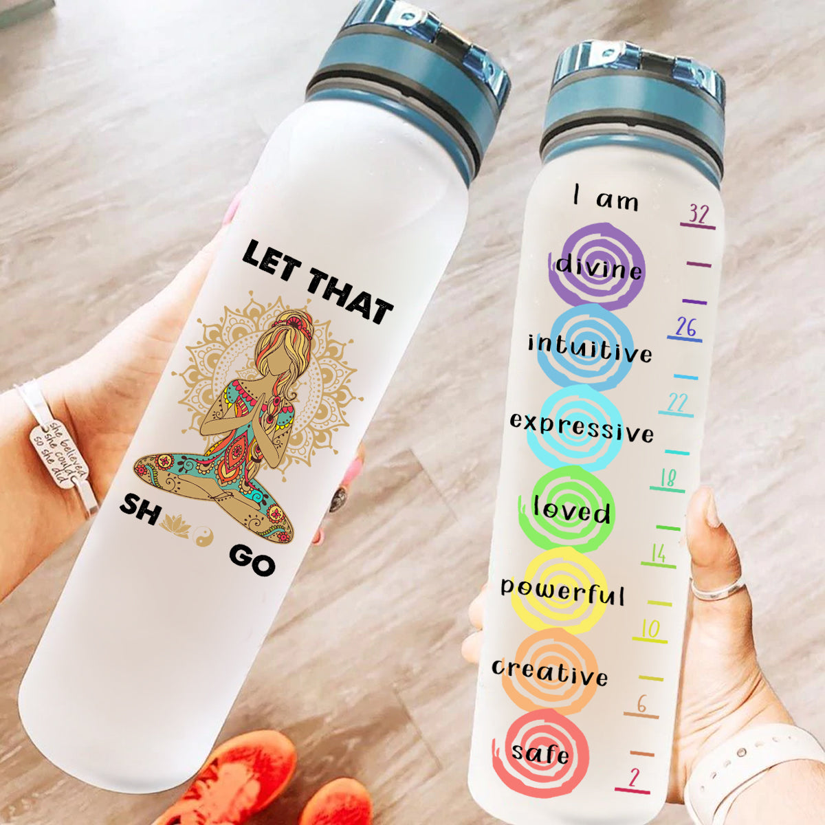 Let That Shit Go - Yoga Personalized Custom Water Tracker Bottle