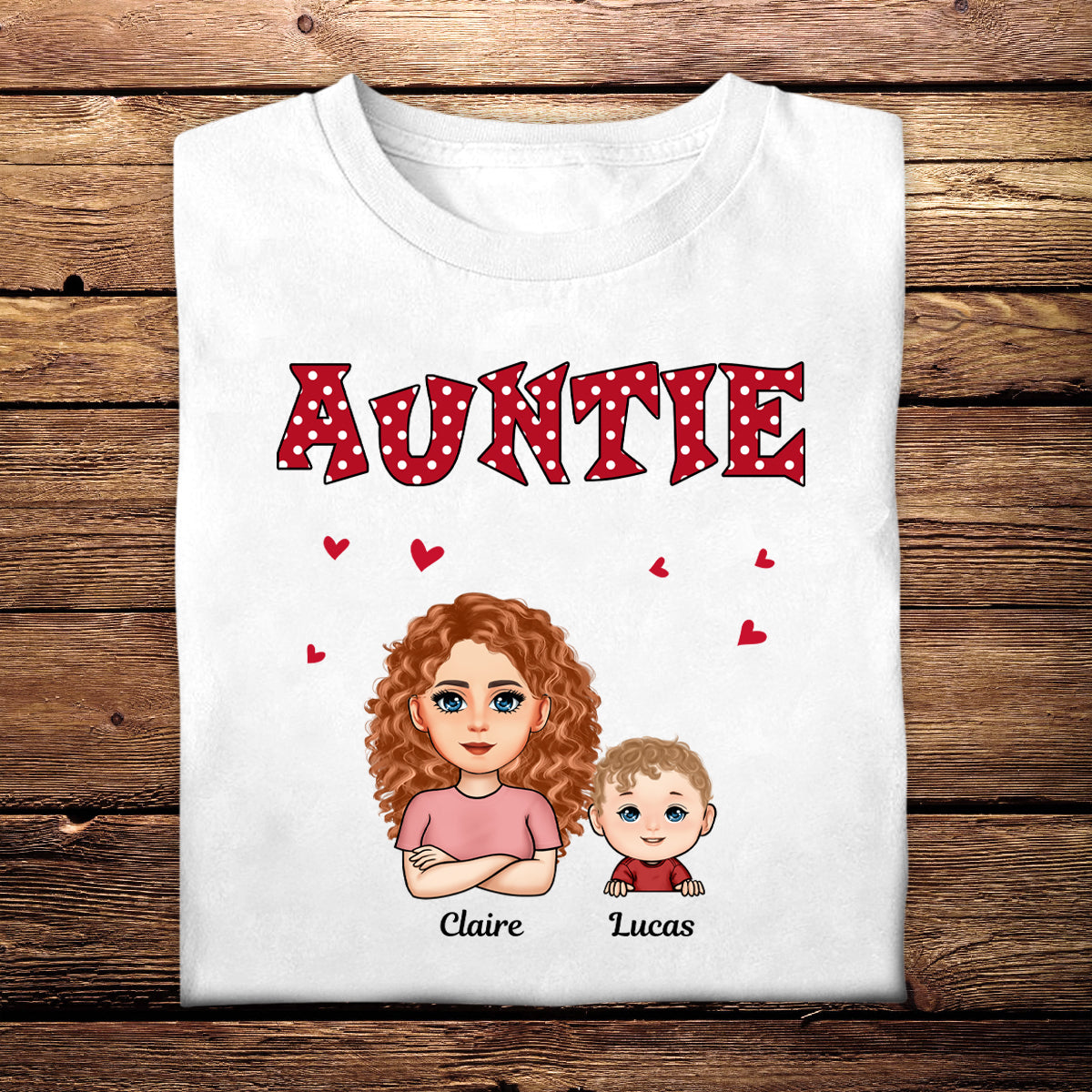 Polka Dot Pattern Auntie And Kids - Personalized Apprael - Gift For Aunt, Mother's Day, Gift For Mother