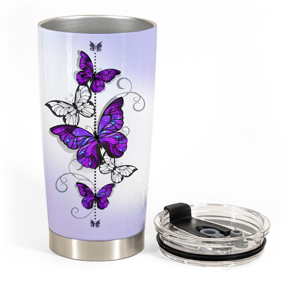 Purple Butterfly To My Daughter Never Feel That You Are Alone Tumbler Gift For Daughter