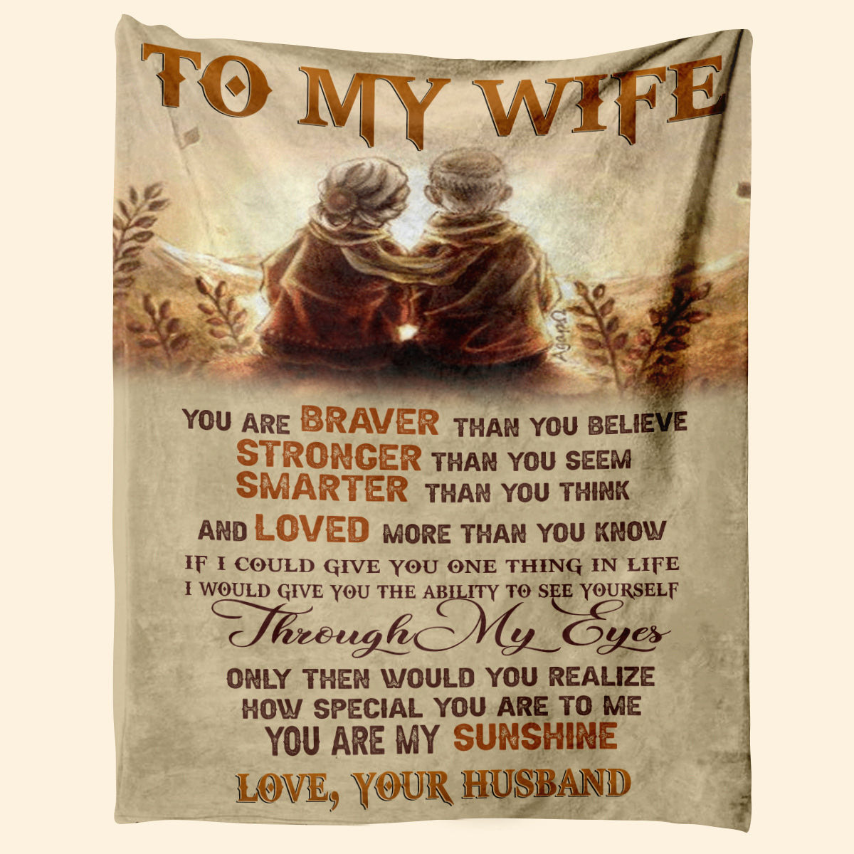 Gift For Wife Blanket, To My Wife You Are My Sunshine Fleece Blanket