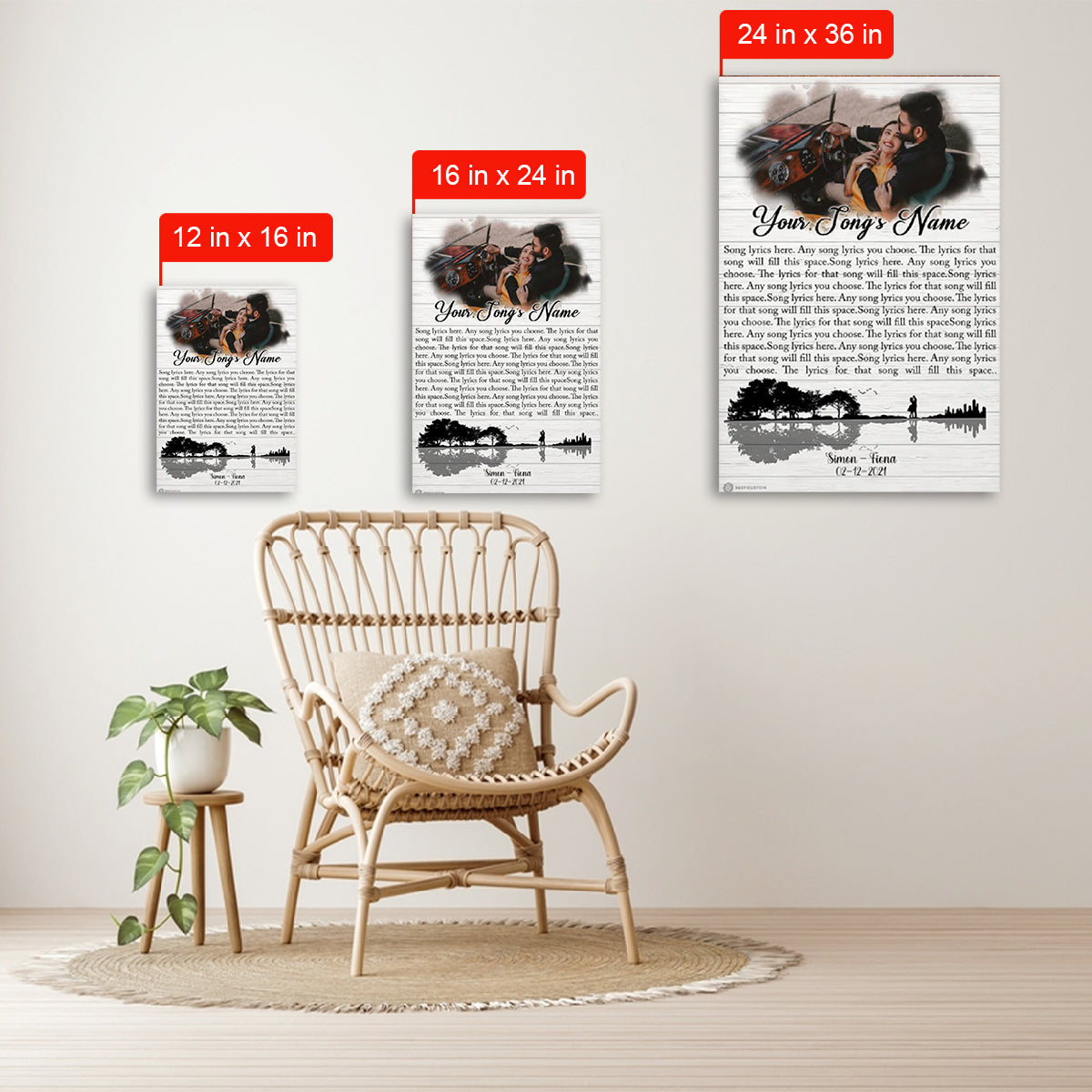 Landscape Reflect Song Lyrics - Personalized Canvas - Gift For Couple