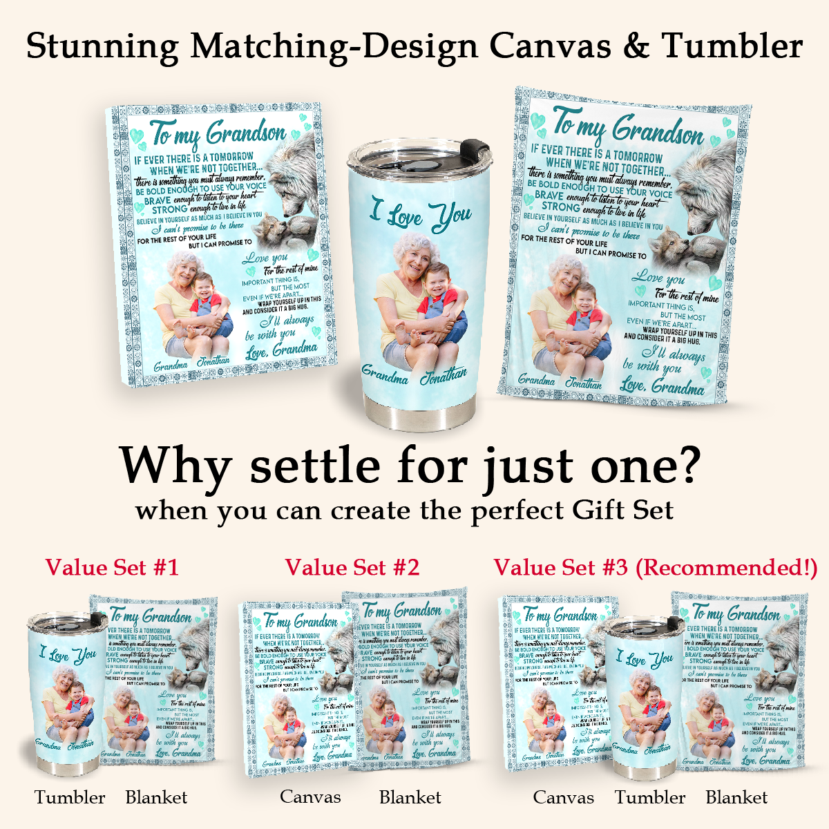 Gift For Grandson Blanket, To My Grandson Wolf I'll Always Be With You - Love From Grandma