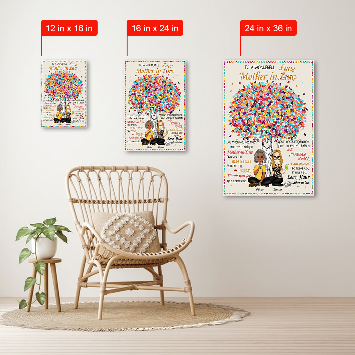To a wonderful mother in law (love). You are my bonus mom. You are my friend. - Personalized Canvas - Gift for Mother-in-law