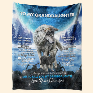Wolf To My Granddaughter Life Maybe Hard Sometimes Blanket Gift For Granddaughter From Grandpa Home Decor Bedding Couch Sofa Soft And Comfy Cozy