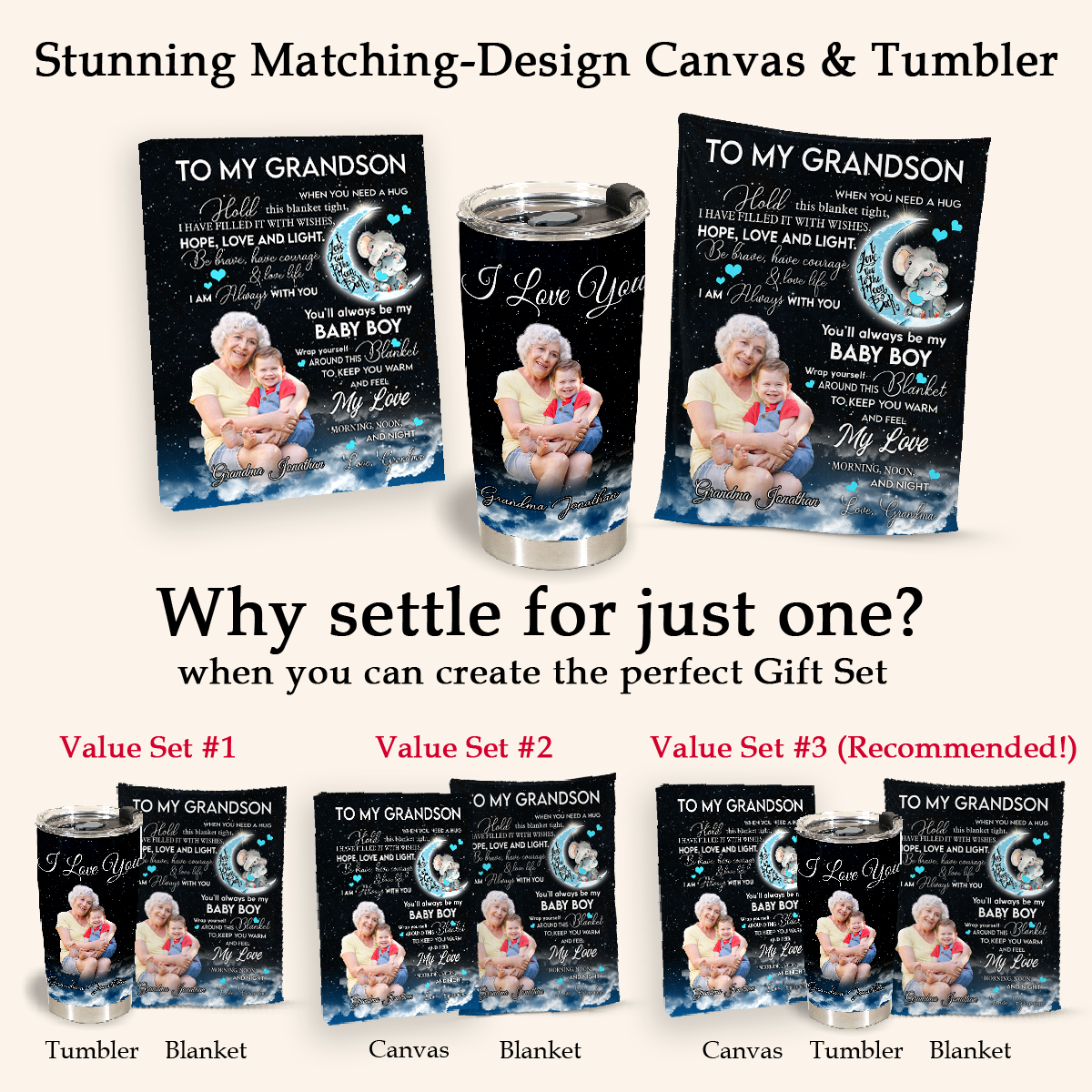 Gift For Grandson Blanket, To My Grandson You'll Always Be My Baby Boy Fleece Blanket Gift For Grandson Birthday Gift Home Decor Bedding Couch Sofa Soft And Comfy Cozy