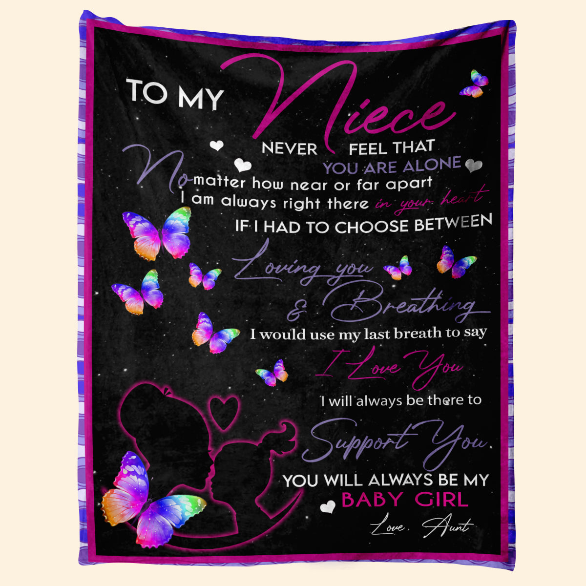 Gift For Niece Blanket, To My Niece Never Feel You Are Alone Love Aunt Hippie Blanket