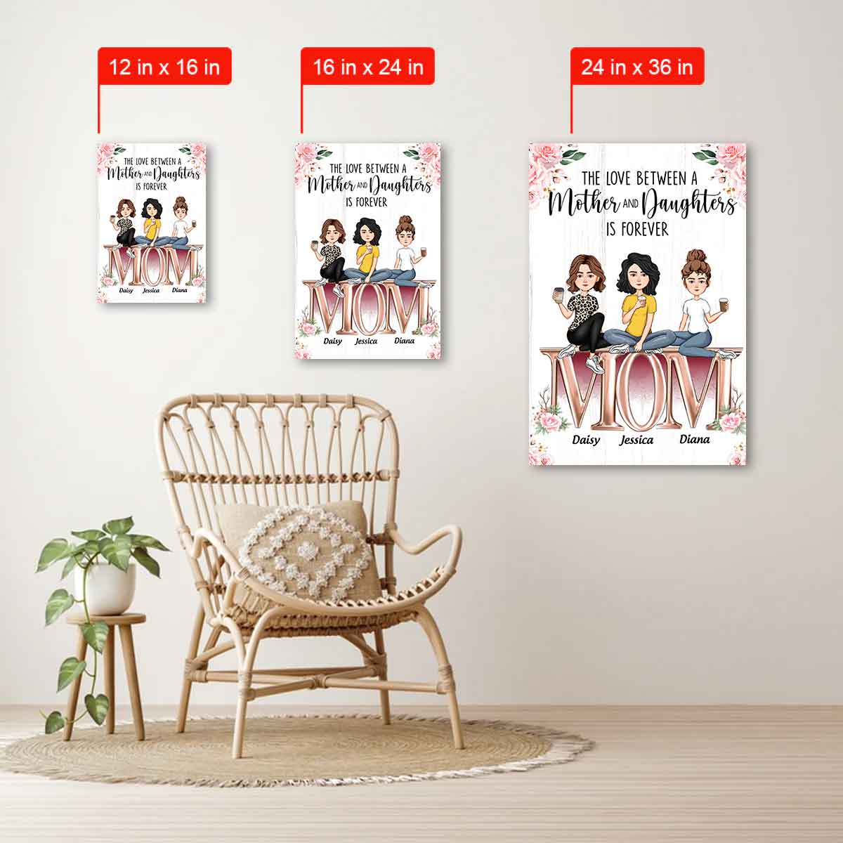 The Love Between Mother And Daughters - Personalized Canvas - Birthday -  Best Custom