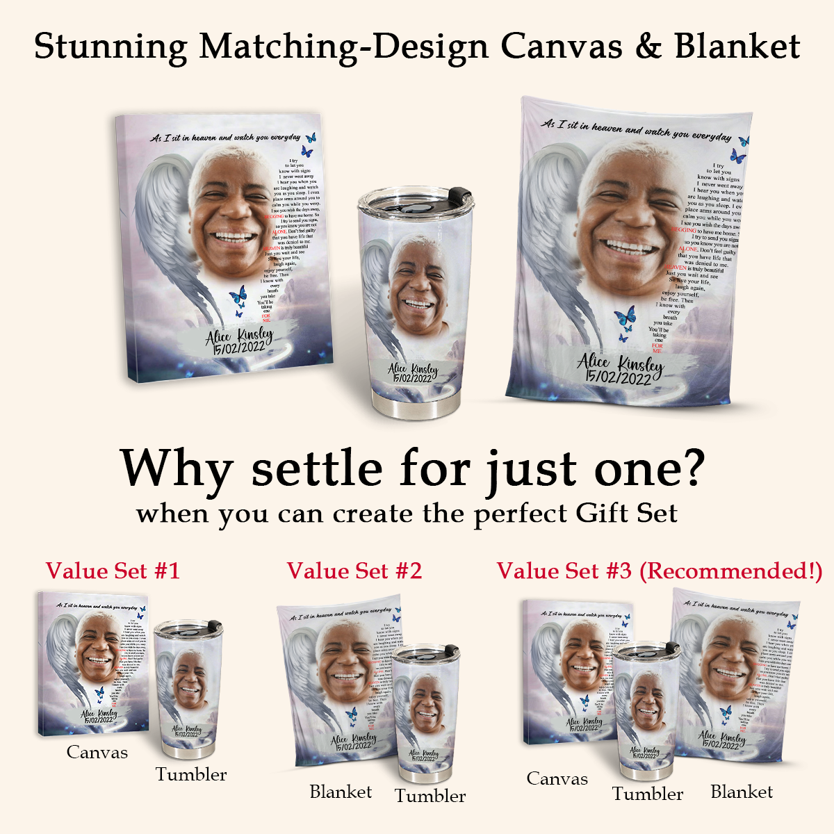 In Loving Memory Gifts - As I Sit In Heaven Angel Wings - Personalized Tumbler Cup