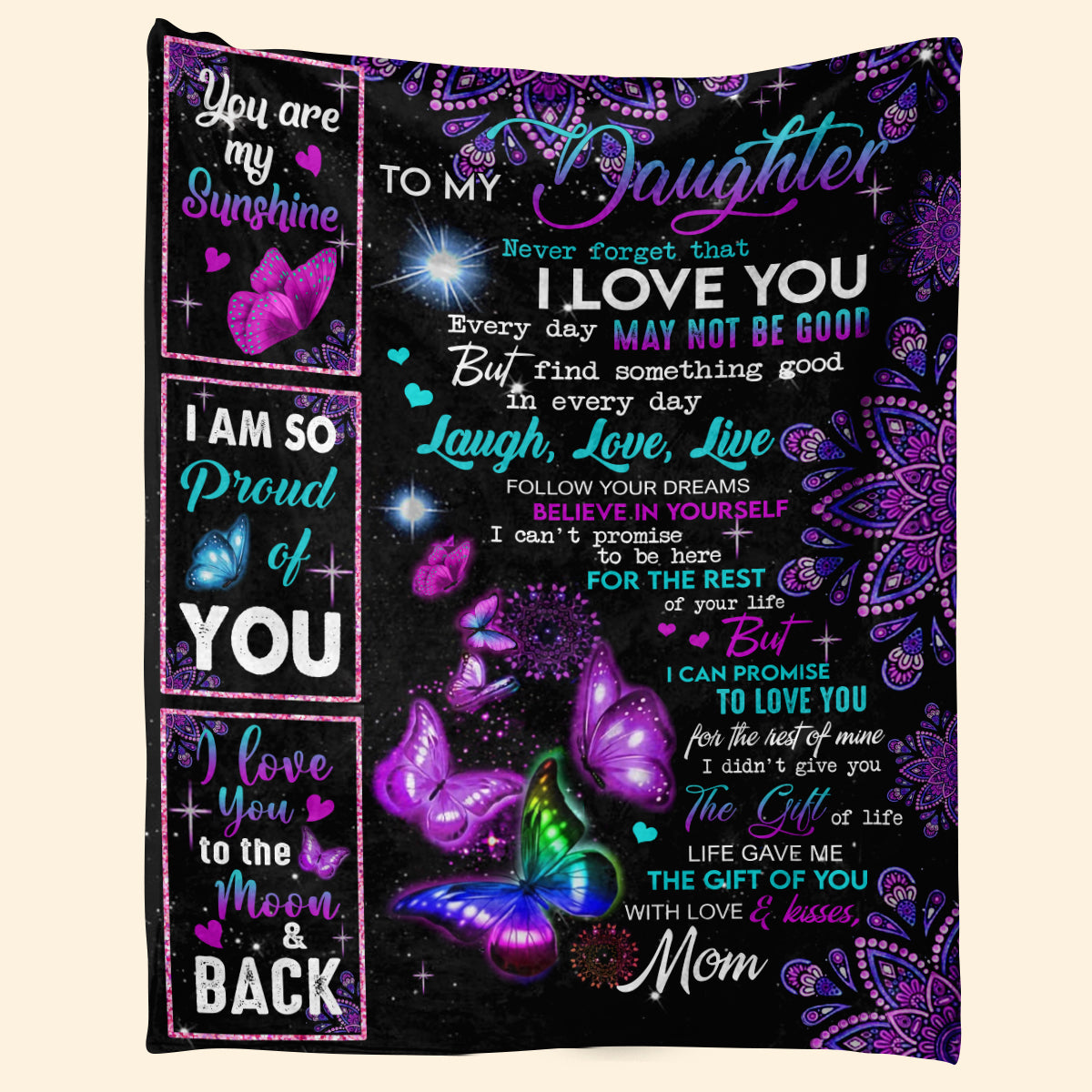 Gift For Daughter Blanket, Mom To To Daughter Never forget that I love you Butterfly - Love From Mom