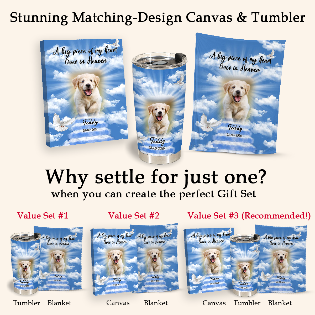 Dog Memorial Blanket - A Piece Of My Heart Lives In Heaven - Memorial Dog Gift