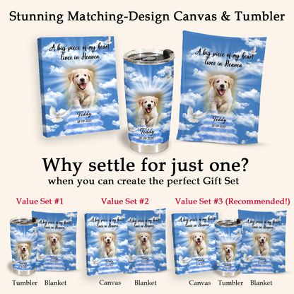 Dog Memorial Blanket - A Piece Of My Heart Lives In Heaven - Memorial Dog Gift