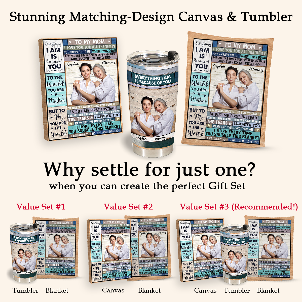 Personalization Gifts For Mom - I Love You For All The Time - Personalized Picture Blanket - Personalized Mother's Day Gift