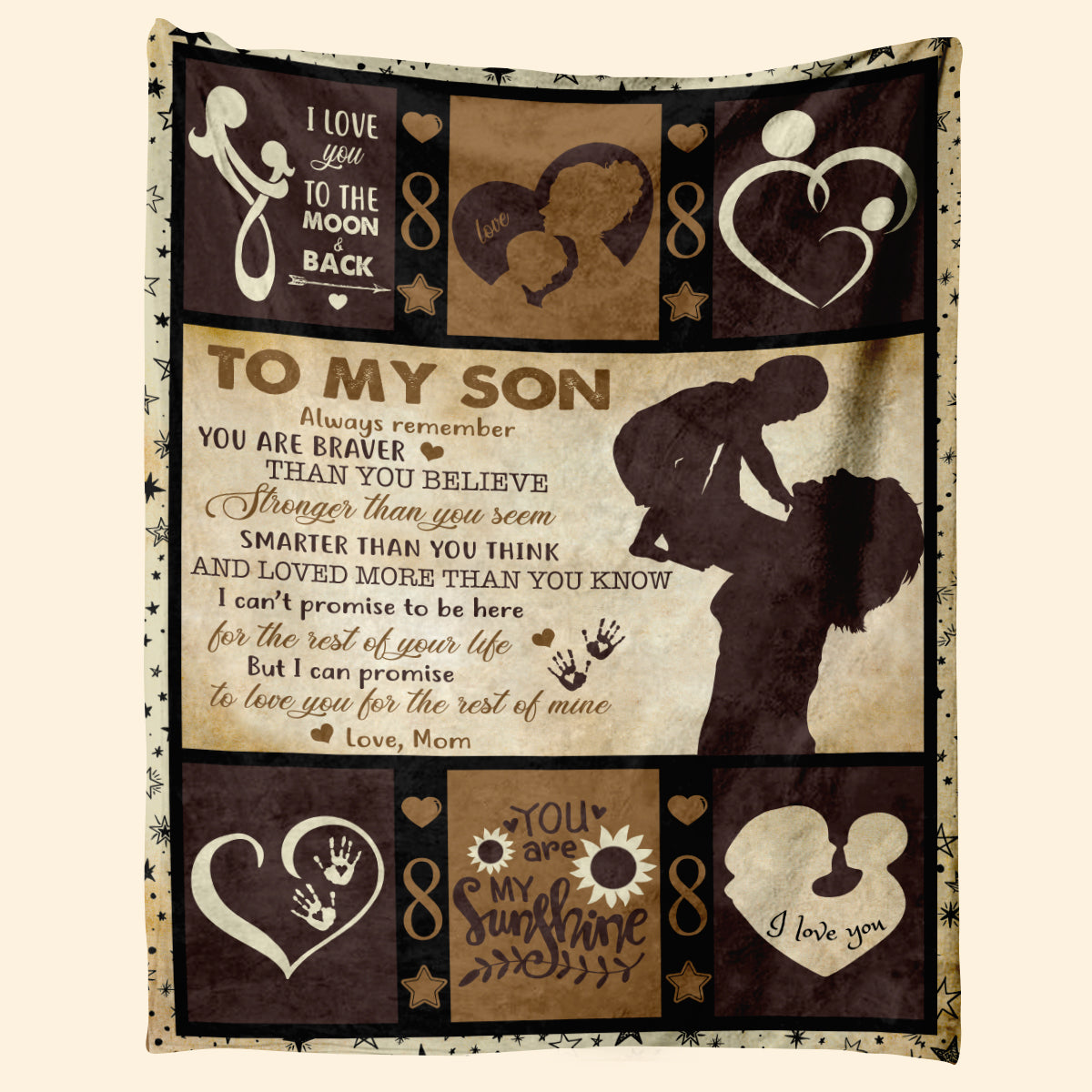 To My Son Always Remember You Are Braver Than You Believe Blanket Gift For Son From Mom Birthday Gift Home Decor Bedding Couch Sofa Soft and Comfy Cozy