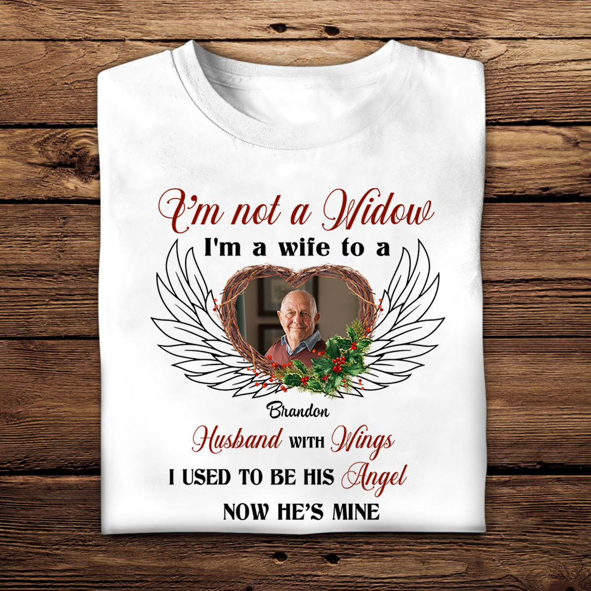 I'm A Wife To A Husband With Wings - Personalized Shirt - Memorial Gift For Widow, Mom, Wife, Daughter Apparel - Memorial