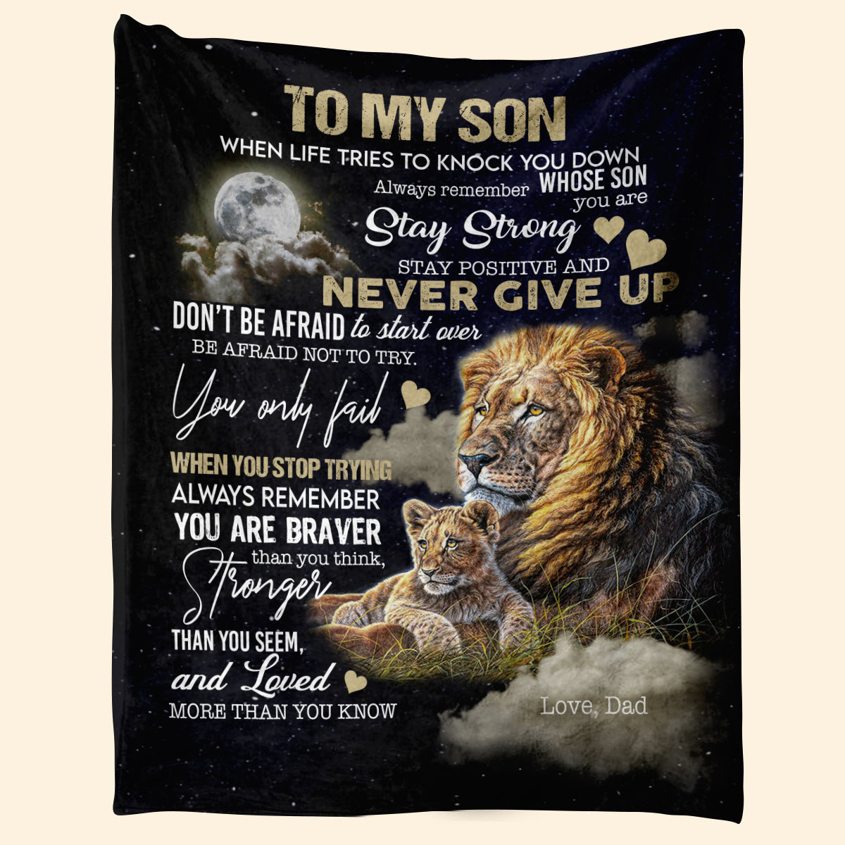 To My Son Blanket from Dad,Stay Strong Lion Blanket Cozy Premium Fleece Blanket,Weighted Blanket,Baby Blanket,Birthday Gift,Christmas Gift