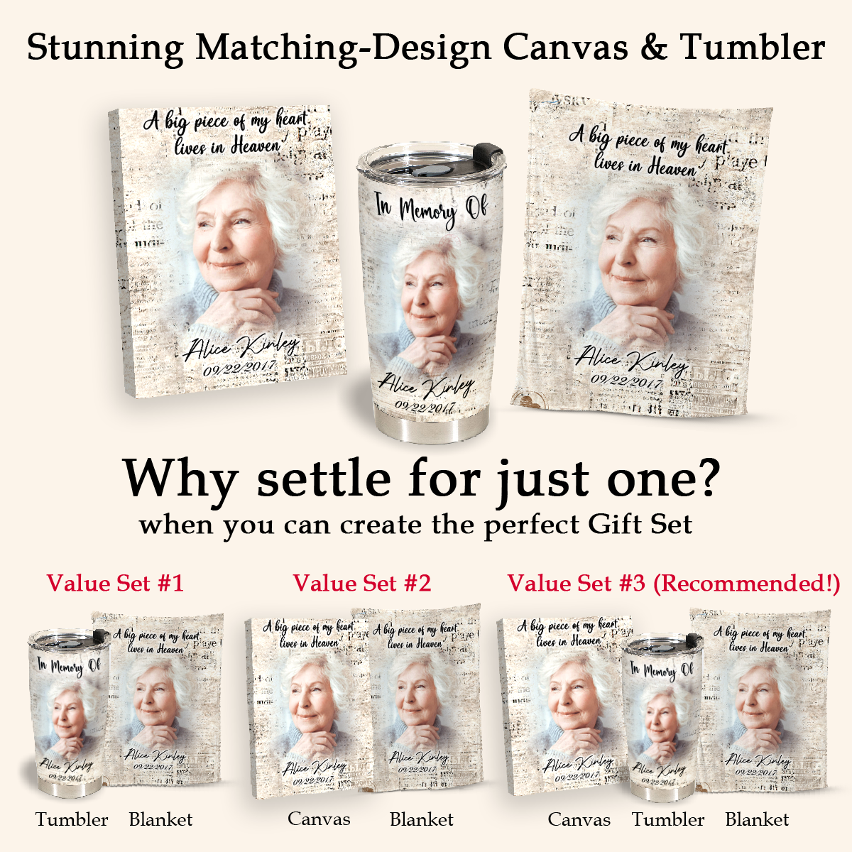 A Big Piece Of My Heart Lives In Heaven Personalized Memorial Blanket