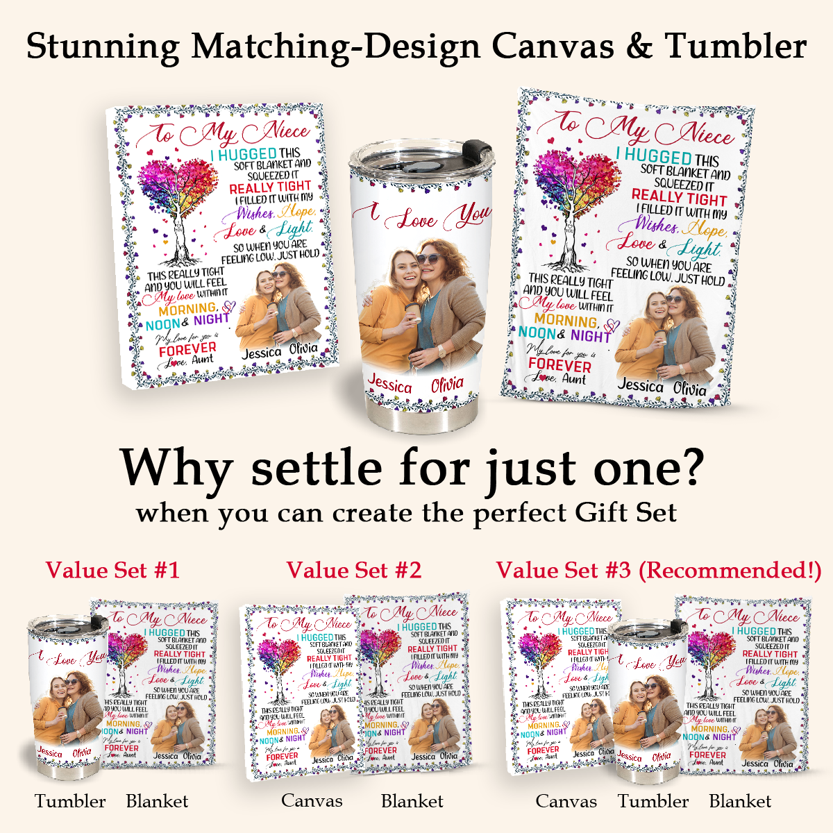 Personalized Gift For Niece Blanket, to My Niece I Hugged This Soft Blanket Colorful Tree