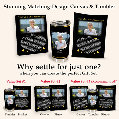 As I Sit In Heaven Black Personalized Photo Blanket Memorial